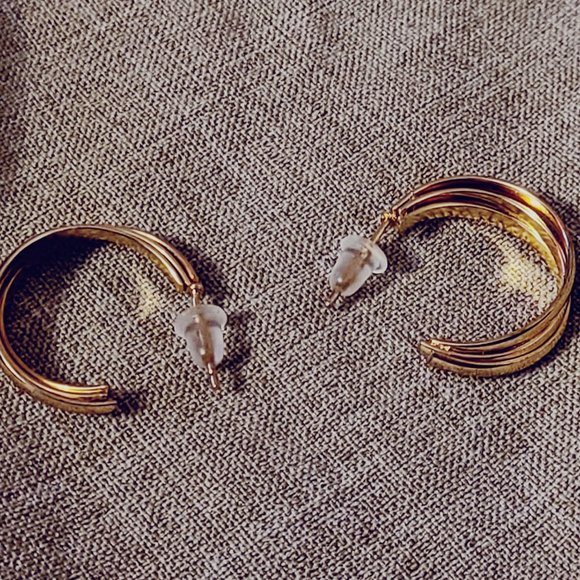 Gold Color Alloy Hoop Earrings Set - Picture 5 of 7
